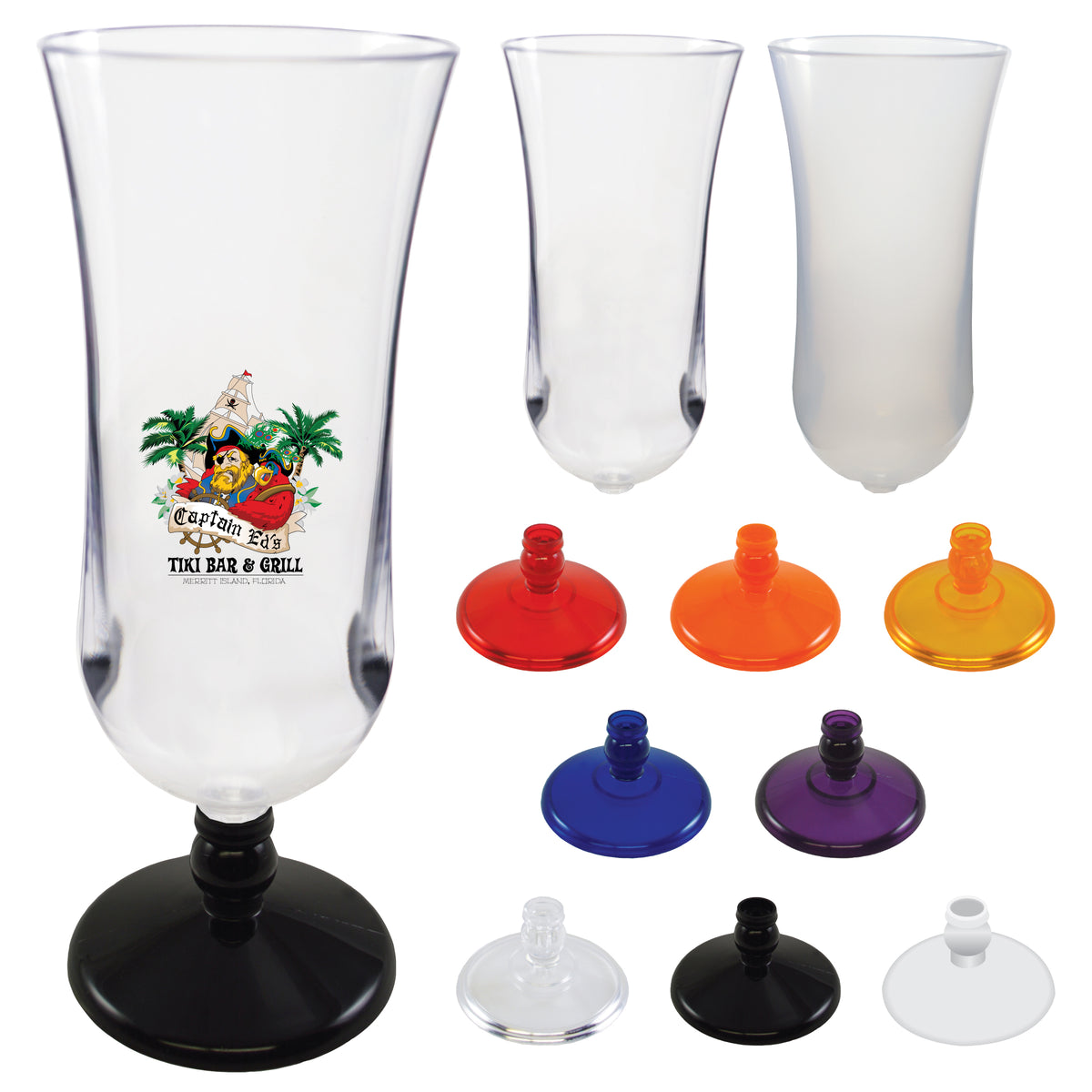 15oz Plastic Hurricane with Mix and Match Base Colors