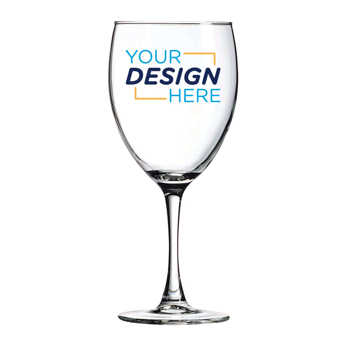Custom 10.5 oz Libbey Nuance wine glass featuring personalized design for branding and special events.