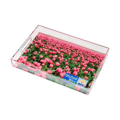 Custom 11" x 16" Clear Acrylic Sports Serving Tray - Flowers