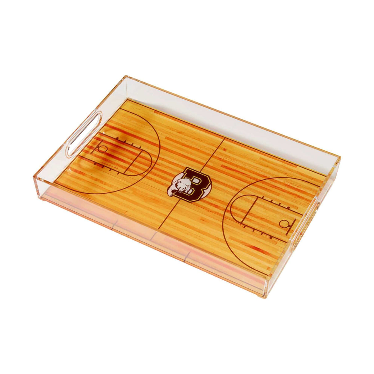 Custom 11" x 16" Clear Acrylic Sports Serving Tray - Basketball