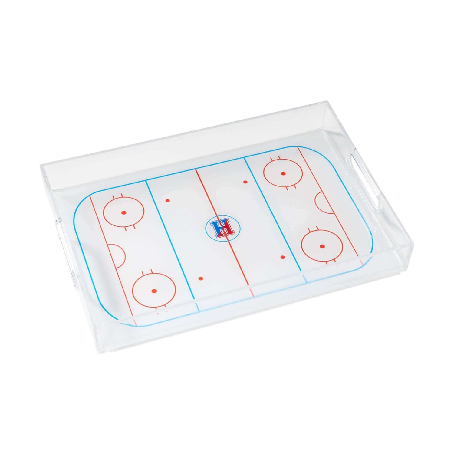 Custom 11" x 16" Clear Acrylic Sports Serving Tray - Hockey Rink
