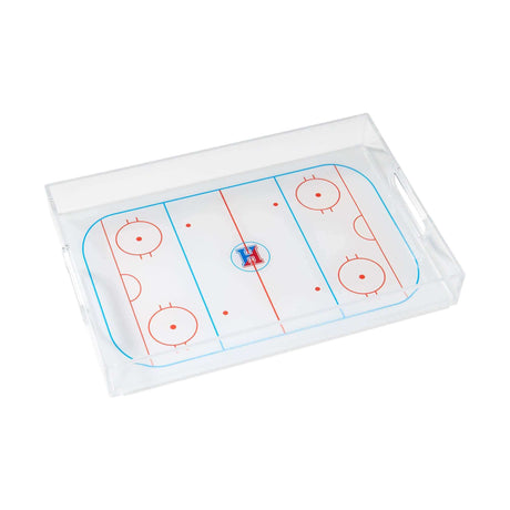 Custom 11" x 16" Clear Acrylic Sports Serving Tray - Hockey Rink