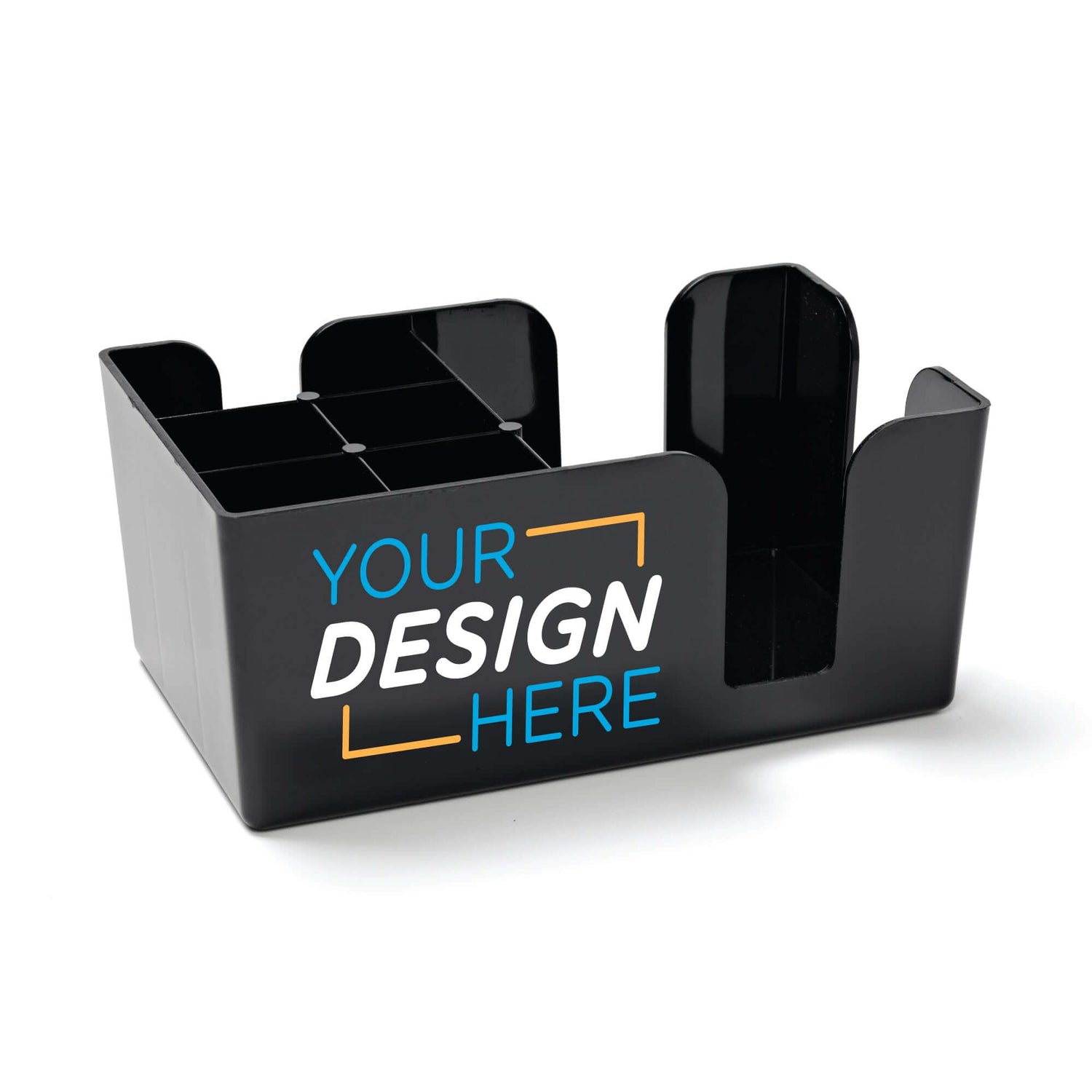 Black Custom Plastic Napkin & Straw Caddy Back