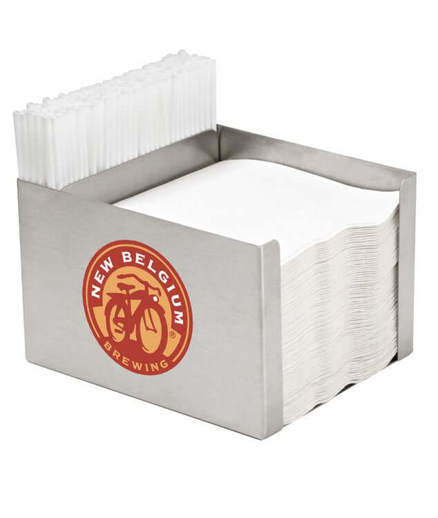 Custom stainless steel napkin and straw caddy