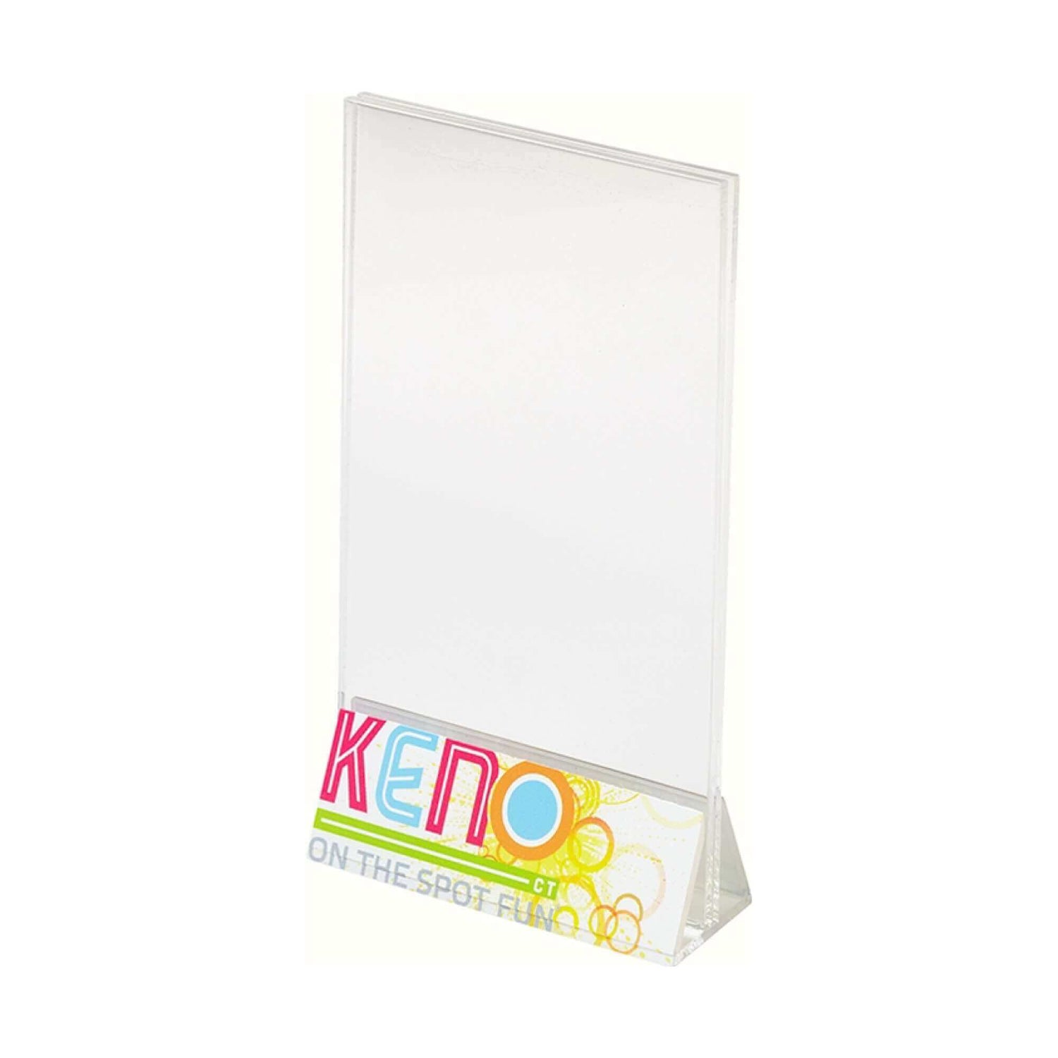 Custom 4" x 6" Clear Plastic Table Talker - Keno