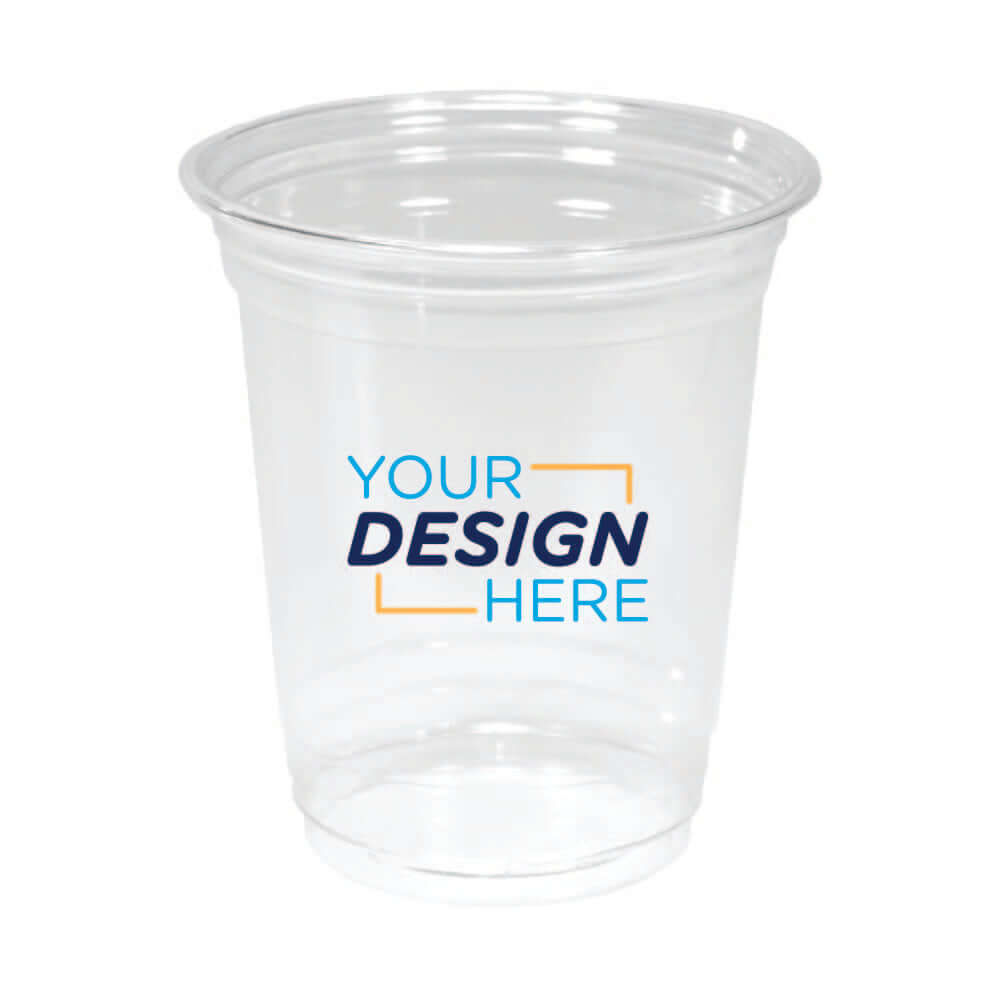 Custom 12oz Clear PET Plastic Cup with Your Design Here Logo