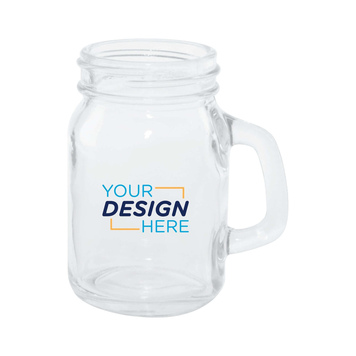 Custom 3.7 oz. Mini Mason Drinking Jar Taster Glass with personalized design space for branding.