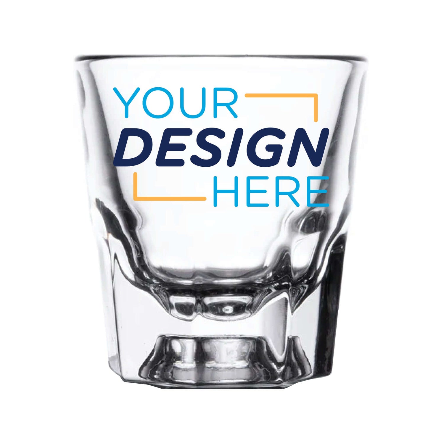 Customizable 4 oz Libbey rocks shot glass featuring vibrant full-color design options.