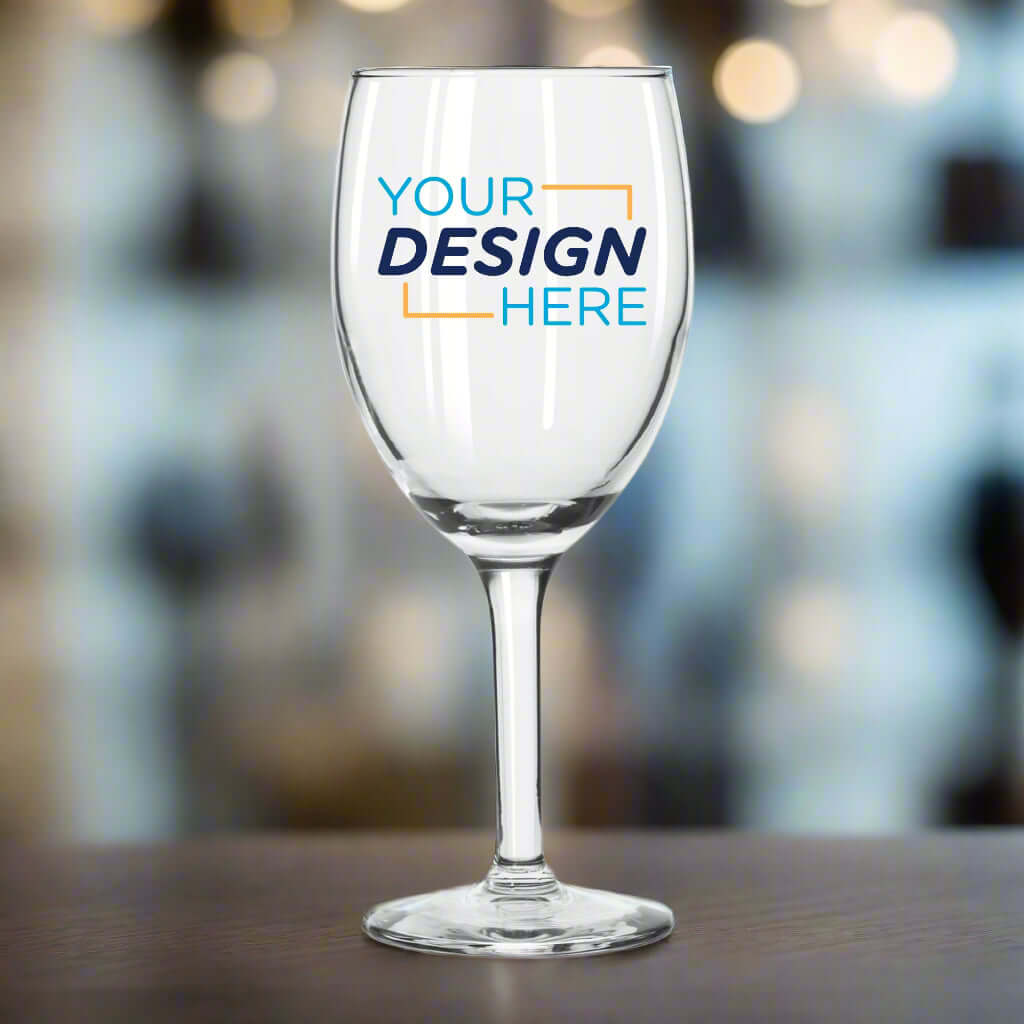 Custom 8 oz Libbey Citation Wine Glass showcasing personalized design for branding and events.
