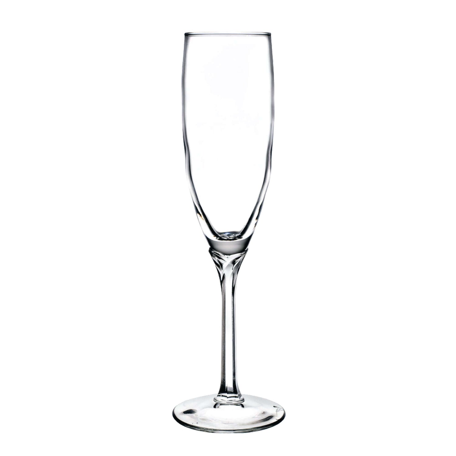 Custom Libbey 6 oz Domaine Flute Glass for champagne toasts, featuring elegant design and high-quality glass.