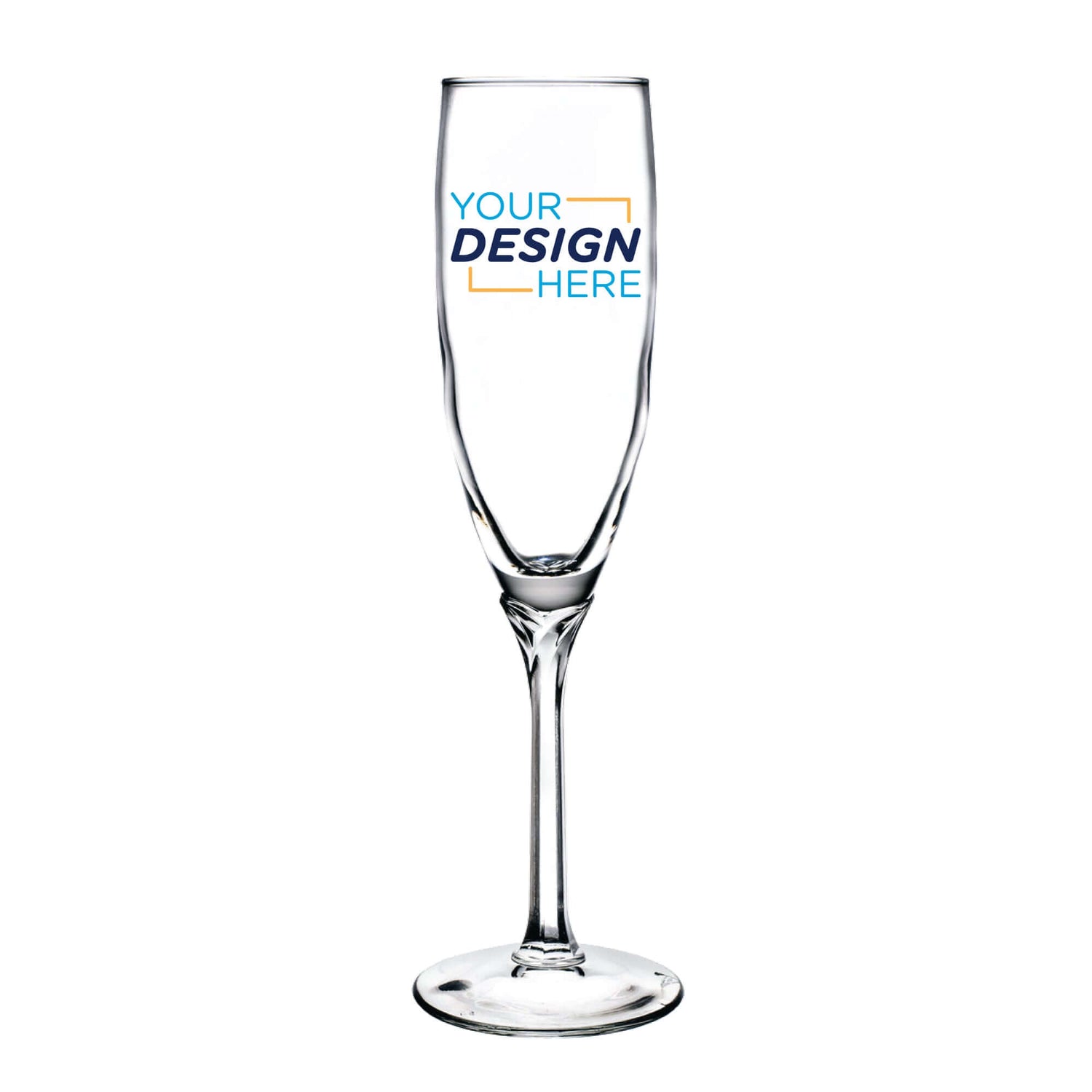 Custom Libbey 6 oz Domaine Flute Glass with personalized design area for branding and events.