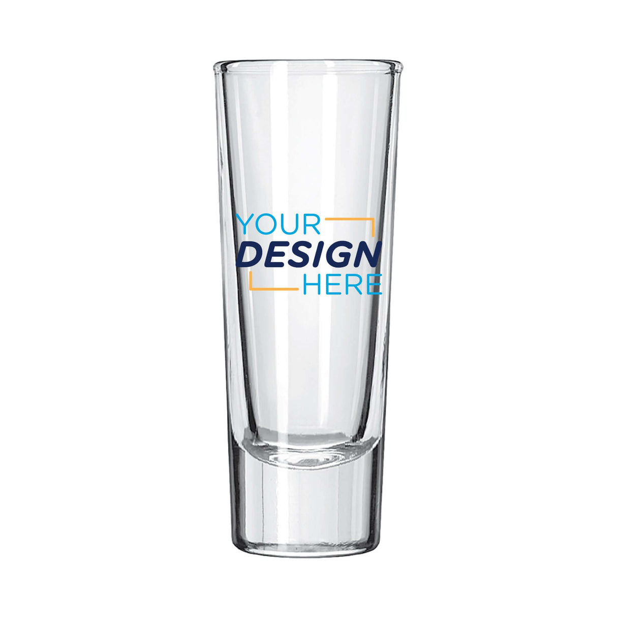 Custom 2 oz Libbey tequila shooter shot glass with personalized design space for branding.