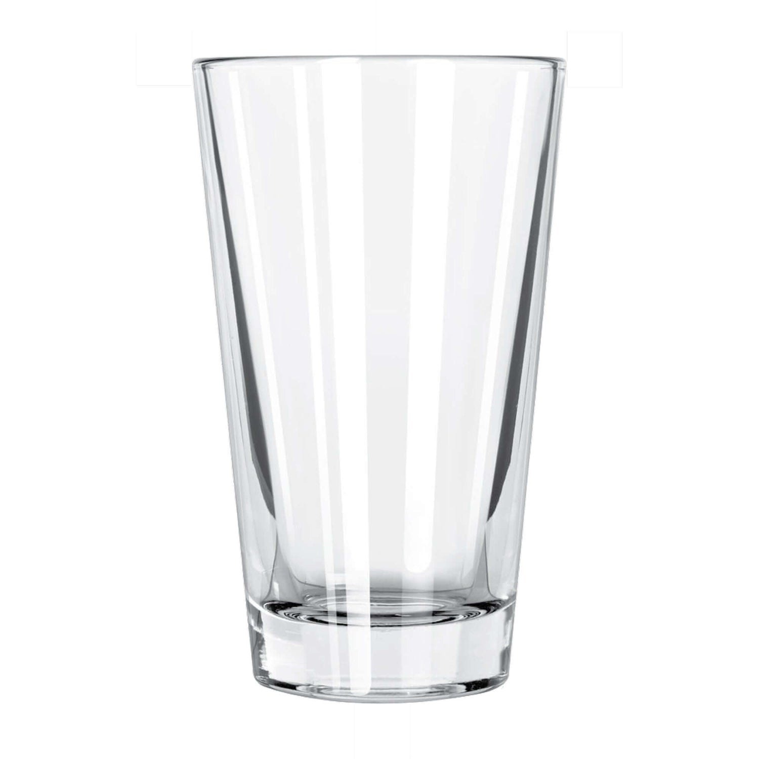Custom 14 oz. Libbey cooler mixing glass, perfect for cocktails, craft beers, and promotional use in restaurants.