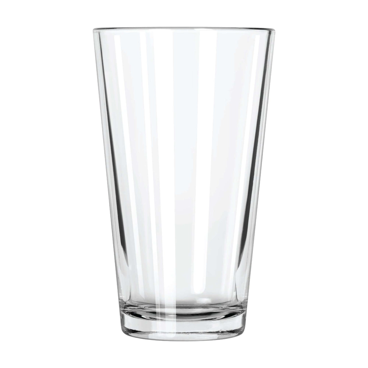 Clear glass tumbler on a white background
