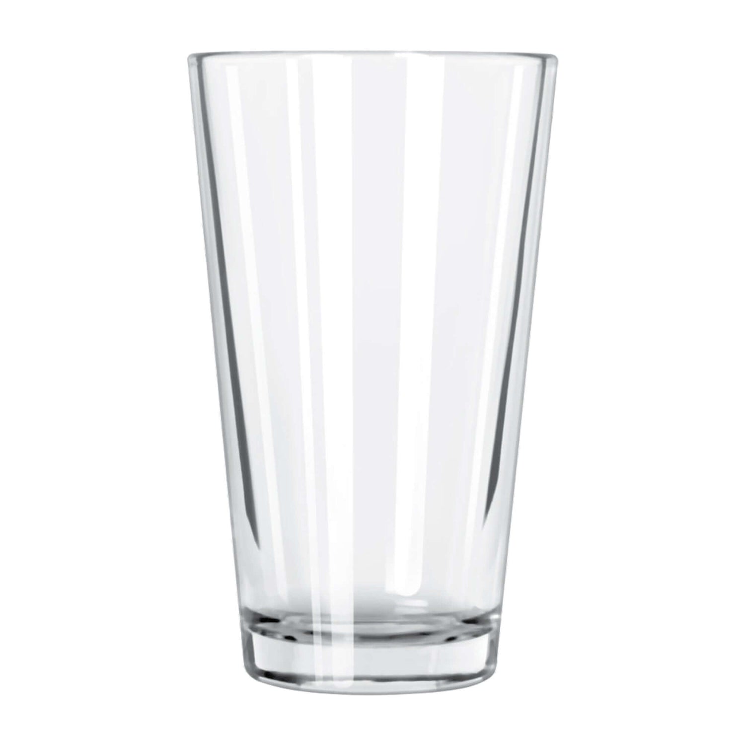Custom Libbey 20 oz pint glass, durable and stackable, perfect for bars and restaurants.