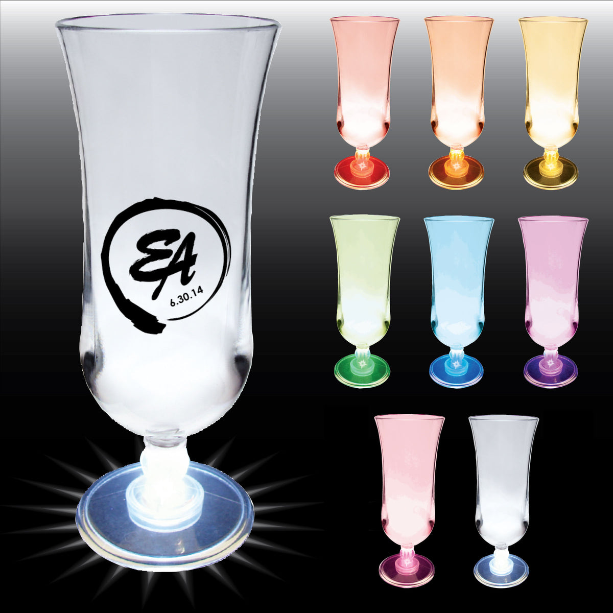 15oz Light Up Plastic Hurricane Glass