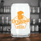 Custom 16 oz Arc Can Beer Glass with Original Craft Beer design, perfect for bars and promotional events.