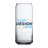 Custom 16 oz Arc Tall Boy Can Glass showcasing personalized design, ideal for branding beverages.