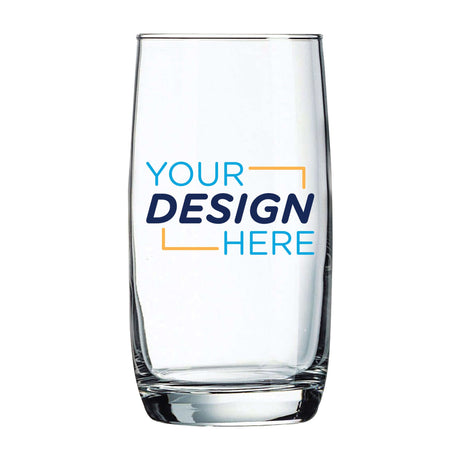 Custom Arc 17 oz. Nordic Cooler Glass with personalized design space for branding and elegance in bar services.