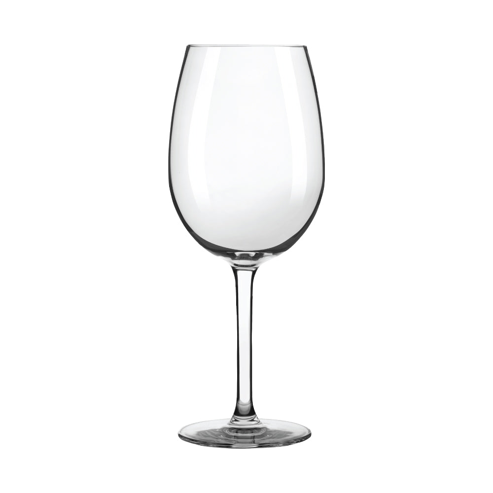 16 oz. Libbey Contour Custom Logo Wine Glass featuring a sleek profile and tall bowl for enhancing aroma and flavor.