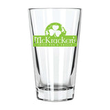 Custom 14 oz. Libbey cooler mixing glass featuring McLucken's Irish Pub & Grille logo with shamrock design.