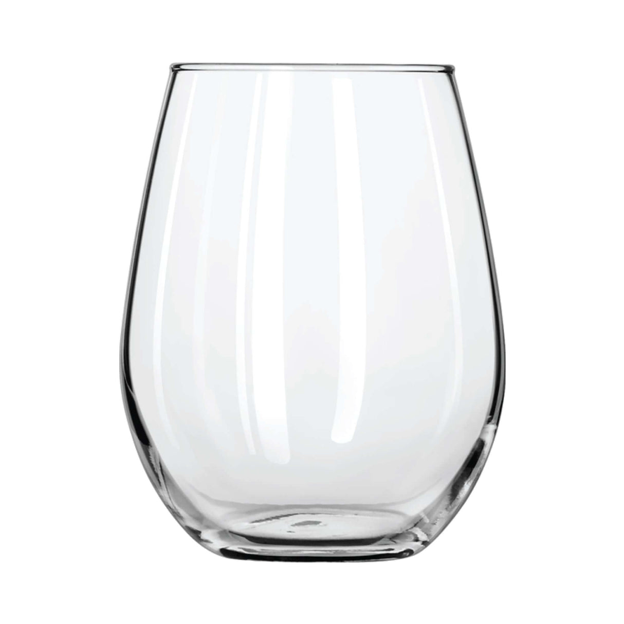 Custom 11.75 oz Libbey stemless wine glass showcasing its elegant design and premium glass quality.