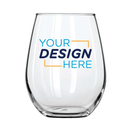 Customizable 11.75 oz Libbey stemless wine glass featuring a clear design placeholder.