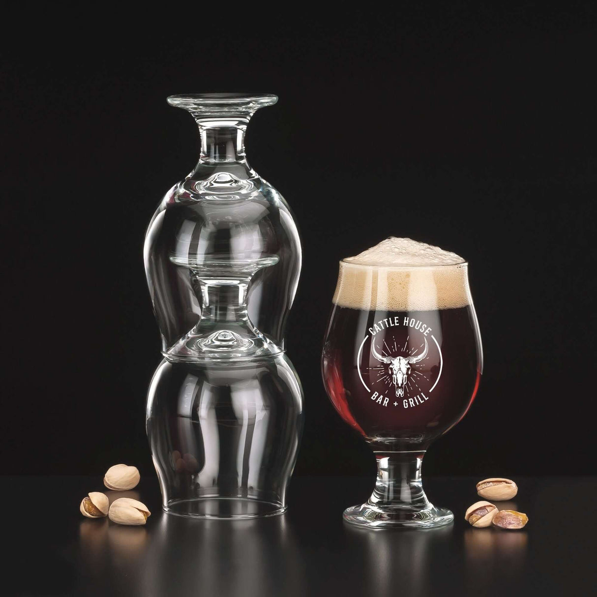 10 oz. Belgian Tulip Beer Glass Stacked