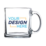 Custom 13 oz Libbey glass mug featuring customizable design space for logos or artwork.
