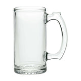 Custom 12.5 oz Libbey Deco Glass Mug, clear glass with handle, ideal for showcasing logos and artwork.
