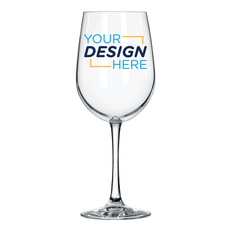 Customizable tall wine glass featuring a clear design area for personalization and elegant stem.