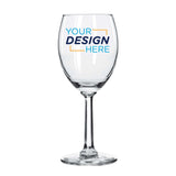 Custom Libbey Napa Country Wine Glass showing vibrant design area for personalization and branding.
