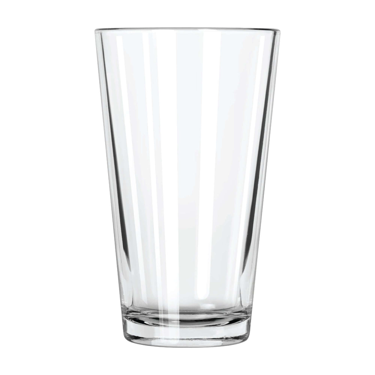 Clear glass tumbler on a white background
