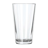 Clear glass tumbler on a white background