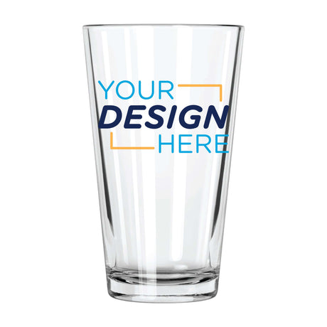 Custom 16 oz Arc pint mixing glass with personalized design options for cocktails and drinks.
