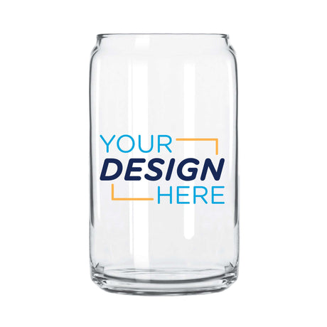 Custom 16 oz Arc Can Beer Glass featuring personalized design area for branding.